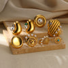 Fashion Stainless Steel Ring Inlaid With Imitation Pearl Wave U Shape Electroplated