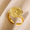 Fashion Stainless Steel Ring With Letters Numbers Text Electroplated Accessories