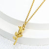 Fashion Stainless Steel Rose Flower Pendant Necklace Romantic Floral Jewelry For Women