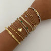 Fashion Stainless Steel Stacked Bracelet Set With Inlaid Zircon Love Pendant And Geometric Design Electroplated For Women