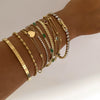 Fashion Stainless Steel Stacked Bracelet Set With Inlaid Zircon Love Pendant And Geometric Design Electroplated For Women