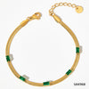 Fashion Stainless Steel Stacked Bracelet Set With Inlaid Zircon Love Pendant And Geometric Design Electroplated For Women