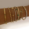 Fashion Stainless Steel Stacked Bracelet Set With Inlaid Zircon Love Pendant And Geometric Design Electroplated For Women