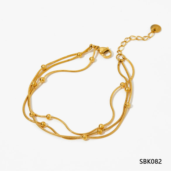 Fashion Stainless Steel Stacked Bracelet Set With Inlaid Zircon Love Pendant And Geometric Design Electroplated For Women
