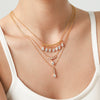 Fashion Stainless Steel Teardrop Pendant Necklace With Zircon Inlay Geometric Ins Style Vacuum Plated Light Luxury Jewelry