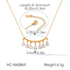 Fashion Stainless Steel Teardrop Pendant Necklace With Zircon Inlay Geometric Ins Style Vacuum Plated Light Luxury Jewelry