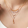 Fashion Stainless Steel Teardrop Pendant Necklace With Zircon Inlay Geometric Ins Style Vacuum Plated Light Luxury Jewelry