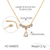 Fashion Stainless Steel Teardrop Pendant Necklace With Zircon Inlay Geometric Ins Style Vacuum Plated Light Luxury Jewelry