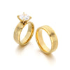 Fashion Stainless Steel Zircon Fourclaw Ring Set With Diamonds Geometric Style For Women And Couples