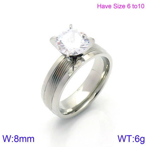 Fashion Stainless Steel Zircon Fourclaw Ring Set With Diamonds Geometric Style For Women And Couples