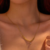 Fashion Stainless Steel Zircon Necklace Electroplated For Women