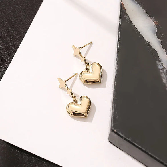 1 Pair Fashion Star Heart Shape Plating 304 Stainless Steel Gold Plated Earrings