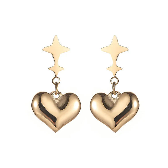 1 Pair Fashion Star Heart Shape Plating 304 Stainless Steel Gold Plated Earrings
