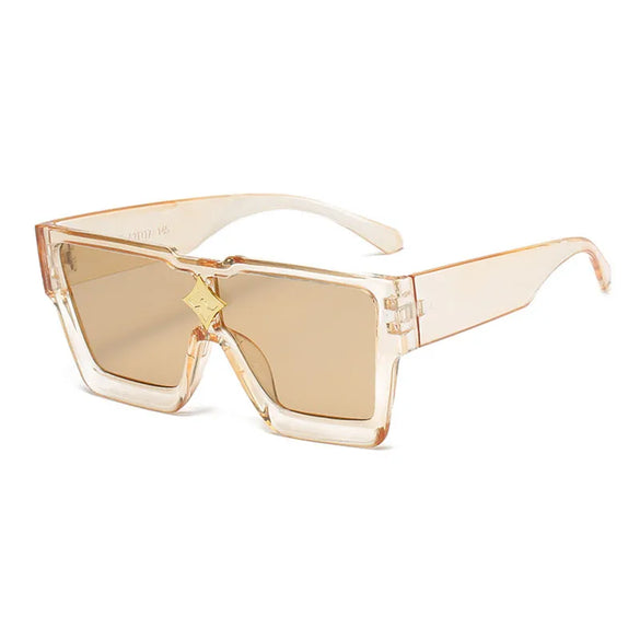Fashion Star Leopard Pc Resin Square Star Full Frame Women'S Sunglasses