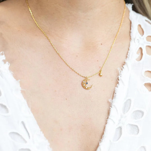 Ins Style Star And Moon Necklace Women'S All-Match Copper Plated Gold Fashion Jewelry Autumn New Products In Stock Necklace