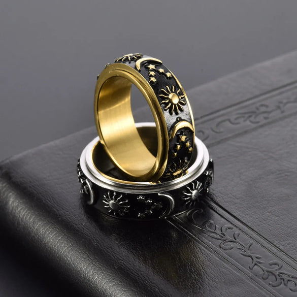 Fashion Star Moon Stainless Steel Plating Rings