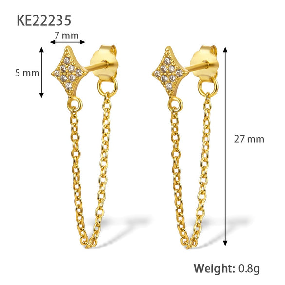 Fashion Star Women's Silver Earrings Inlaid Zircon Geometric Style