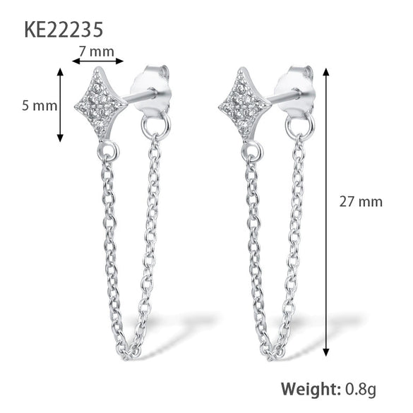 Fashion Star Women's Silver Earrings Inlaid Zircon Geometric Style
