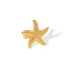 Fashion Starfish Beach Ocean Style Stainless Steel Open Ring With Geometric Pattern And 18K Gold Electroplating For Women