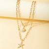 Fashion Starfish Shell Alloy Plating Necklace