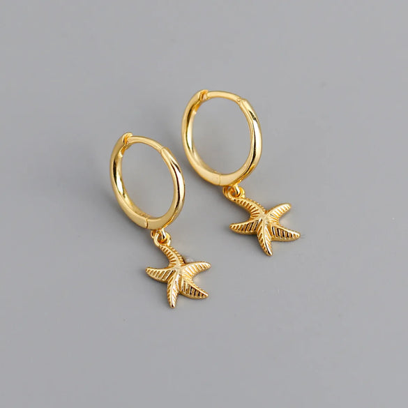 Fashion Starfish Sterling Silver Plating Drop Earrings 1 Pair