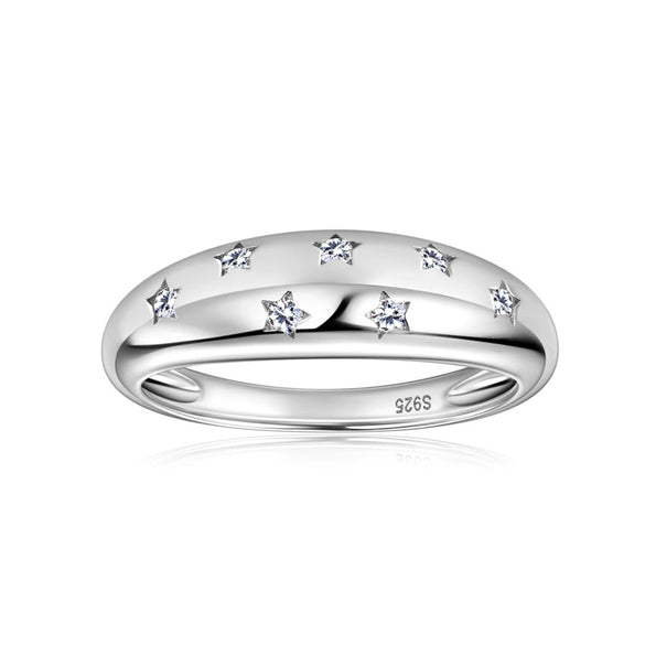 Fashion Stars Moissanite S925 Sterling Silver Finger Ring With Constellation And Geometric Patterns And Electroplating Treatment