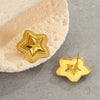 Fashion Starshaped Titanium Steel And Stainless Steel Earrings Plated With Real Gold