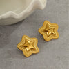 Fashion Starshaped Titanium Steel And Stainless Steel Earrings Plated With Real Gold