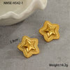 Fashion Starshaped Titanium Steel And Stainless Steel Earrings Plated With Real Gold
