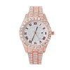 Fashion Steel Belt Watch With Starry Diamond Roman Scale Calendar Round Dial Alloy Case Stainless Steel Buckle