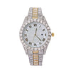 Fashion Steel Belt Watch With Starry Diamond Roman Scale Calendar Round Dial Alloy Case Stainless Steel Buckle