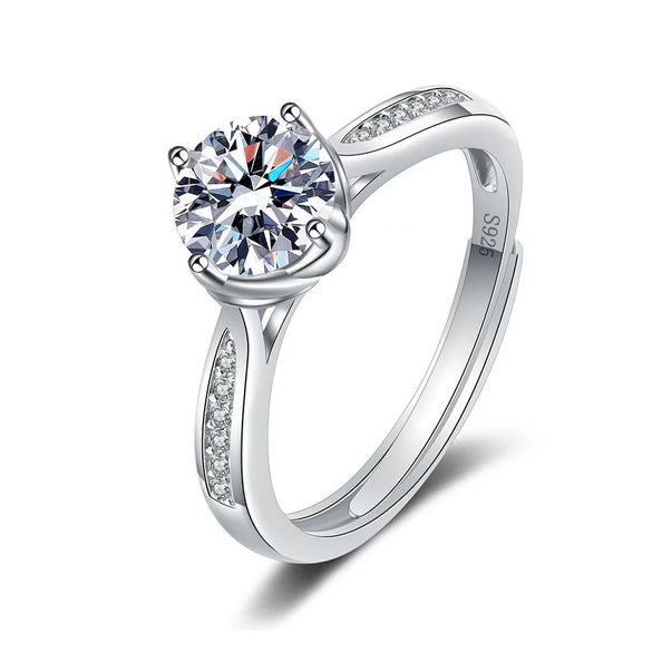 Fashion Sterling Silver Moissanite Ring For Women Geometric Adjustable Electroplated Couple Ring