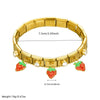 Fashion Strawberry Pendant Geometric Goldplated Stainless Steel Bracelet