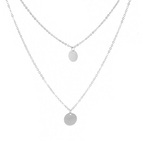 Fashion Street Shooting Metal Chain Size Sequin Necklace Simple Round Double Clavicle Chain For Women