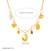 Fashion Style Gold Plated Stainless Steel Flower Oval Pendant Necklace
