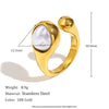Fashion Stylish Stainless Steel 18K Gold Plated Imitation Pearl Snake Head Flower Polar Star Three Layer Open Ring For Women With Electroplating And Animal Zodiac Design