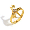 Fashion Stylish Stainless Steel 18K Gold Plated Imitation Pearl Snake Head Flower Polar Star Three Layer Open Ring For Women With Electroplating And Animal Zodiac Design
