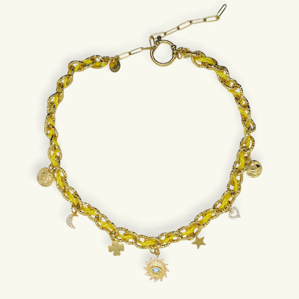 Fashion Summer Ocean Titanium Steel Necklace With Devil's Eye Star Heart Multipendant Electroplating