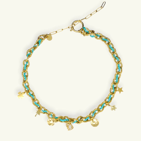 Fashion Summer Ocean Titanium Steel Necklace With Devil's Eye Star Heart Multipendant Electroplating