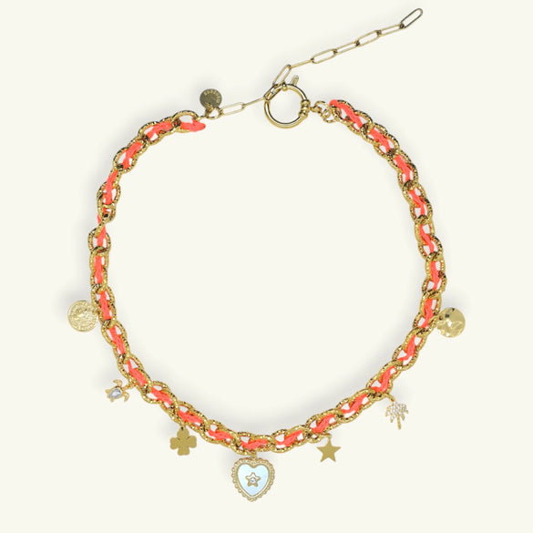 Fashion Summer Ocean Titanium Steel Necklace With Devil's Eye Star Heart Multipendant Electroplating