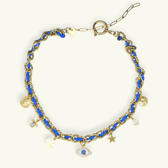 Fashion Summer Ocean Titanium Steel Necklace With Devil's Eye Star Heart Multipendant Electroplating