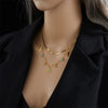 Fashion Sun Eye Titanium Steel Plating Inlay Turquoise Layered Necklaces