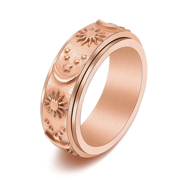 Fashion Sun Moon Stainless Steel Plating Rings