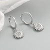 Fashion Sunflower Zircon Earrings For Women In S925 Sterling Silver With Diamond Encrusted Geometric Design And Electroplated Finish