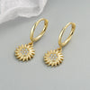 Fashion Sunflower Zircon Earrings For Women In S925 Sterling Silver With Diamond Encrusted Geometric Design And Electroplated Finish