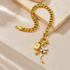 Fashion Sweet And Cool Stainless Steel Jewelry Set With Diamondencrusted Flower Star Square Pendant Tassel Chain And Electroplating Design