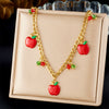 Fashion Sweet Fruit Style Stainless Steel Pendant Necklace With Electroplating And Three Dimensional Design