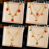Fashion Sweet Fruit Style Stainless Steel Pendant Necklace With Electroplating And Three Dimensional Design