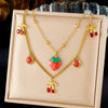 Fashion Sweet Fruit Style Stainless Steel Pendant Necklace With Electroplating And Three Dimensional Design