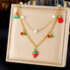 Fashion Sweet Fruit Style Stainless Steel Pendant Necklace With Electroplating And Three Dimensional Design